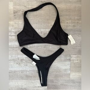 Aerie Black Ribbed Bikini Set